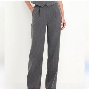 Old Navy gray with white pinstripes Taylor wide-leg trouser, petite medium, EUC